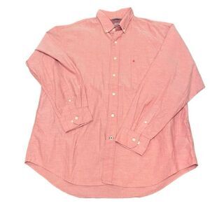 IZOD Saltwater Men's Button Down Long Sleeve Shirt Peach Size XL